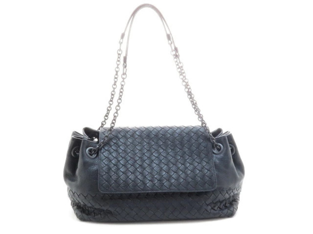 BOTTEGA VENETA Madras Chain Shoulder Bag Black